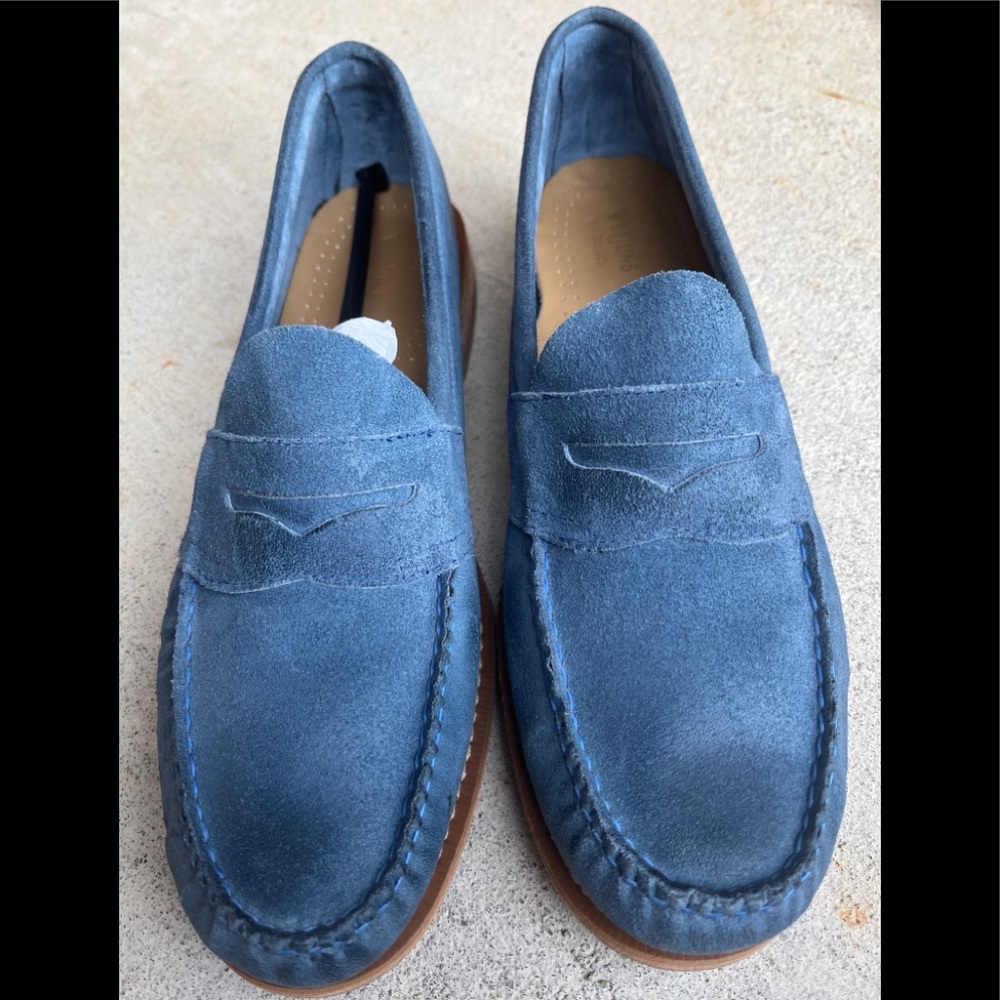 Bass Weejuns Blue Suede Kensington Mens Loafers Slip Ons Size 11.5 M EUC